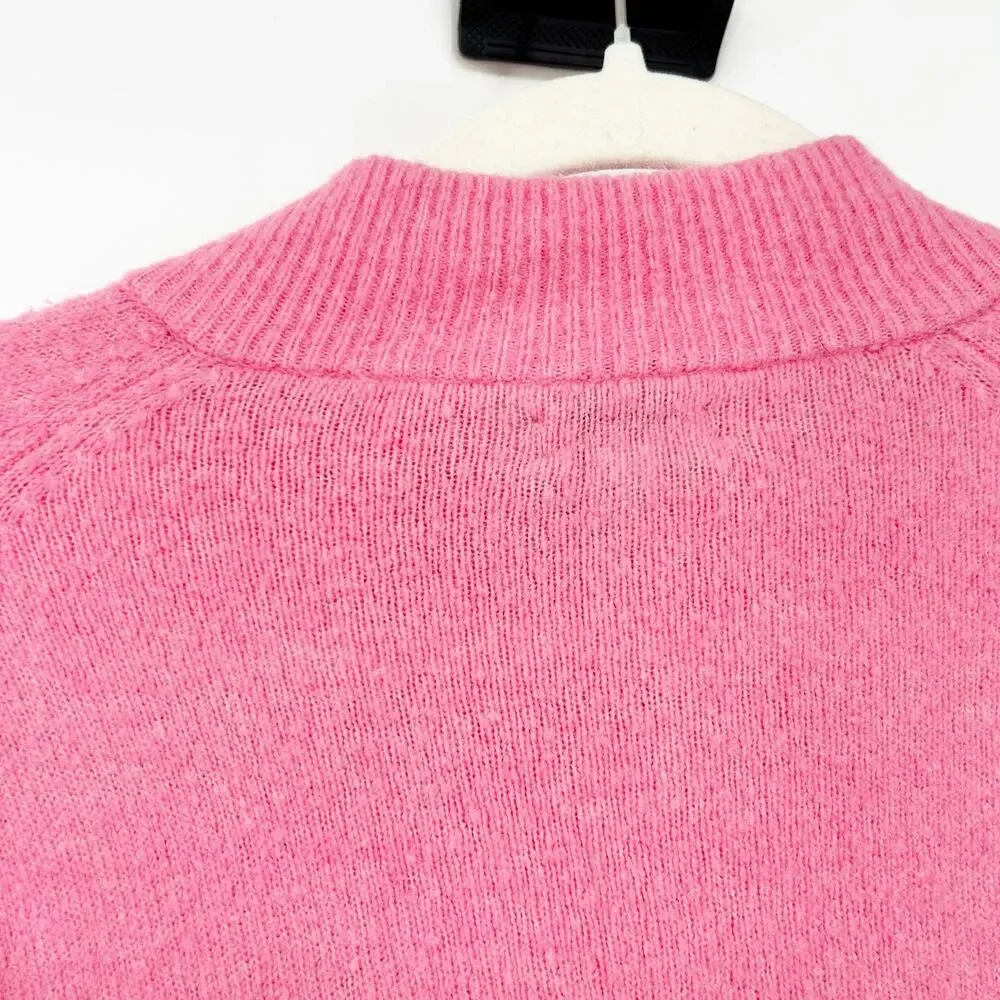 J. Crew Womens Fall Barbiecore Button Extra‎ Soft Yarn Wool Blend Sweater Size S